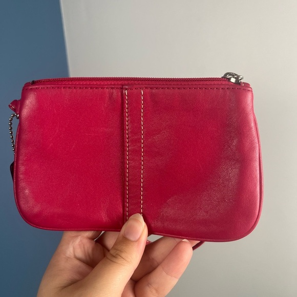Coach Coral Red Leather 6”x4” wristlet - Picture 4 of 7